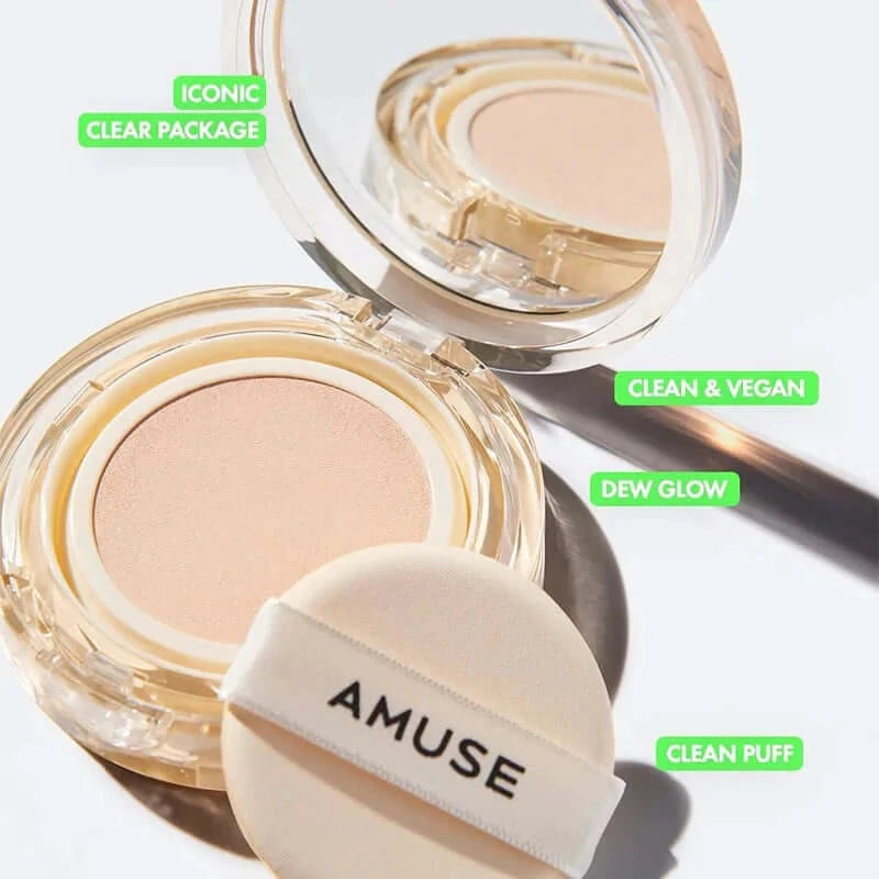 Kušons ādas mitrināšanai AMUSE Dew Jelly Vegan Cushion SPF 38 PA+++