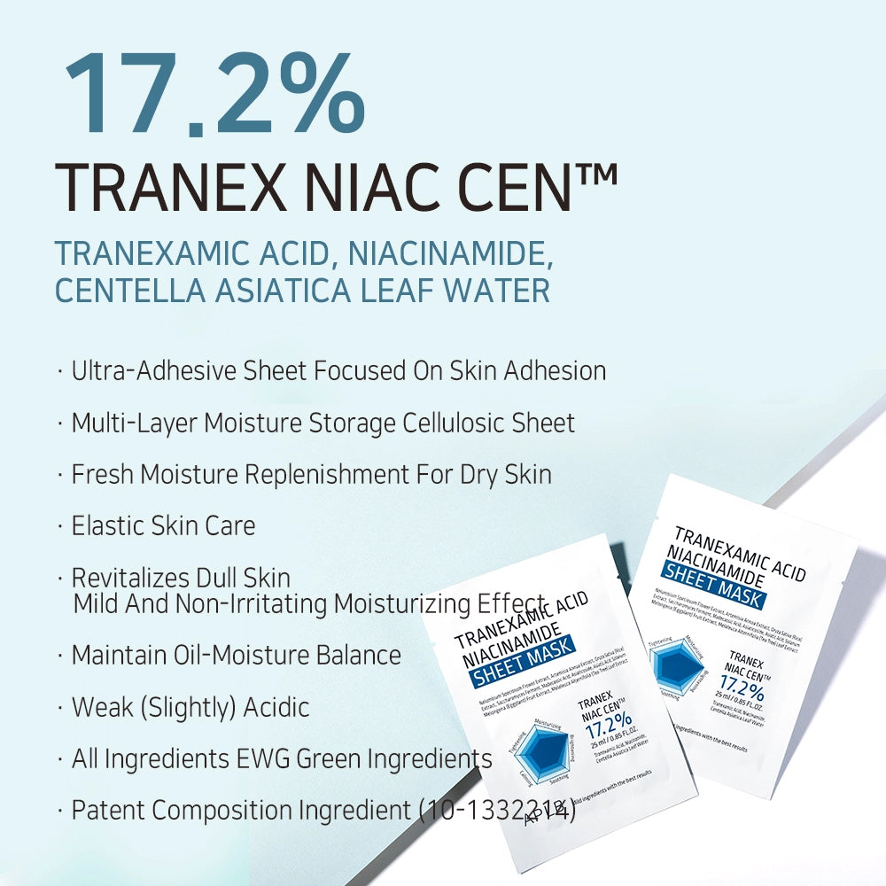 Balinoša sejas maska ar niacinamīdu un centellu APLB Tranexamic Acid Niacinamide Sheet Mask
