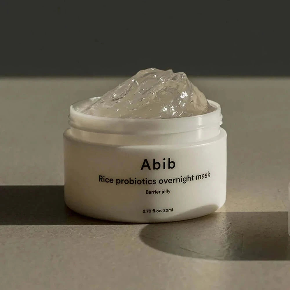 Ādas aizsargbarjeru stiprinoša nakts gelveida maska ar probiotiķiem Abib Rice Probiotics Overnight Mask Barrier Jelly