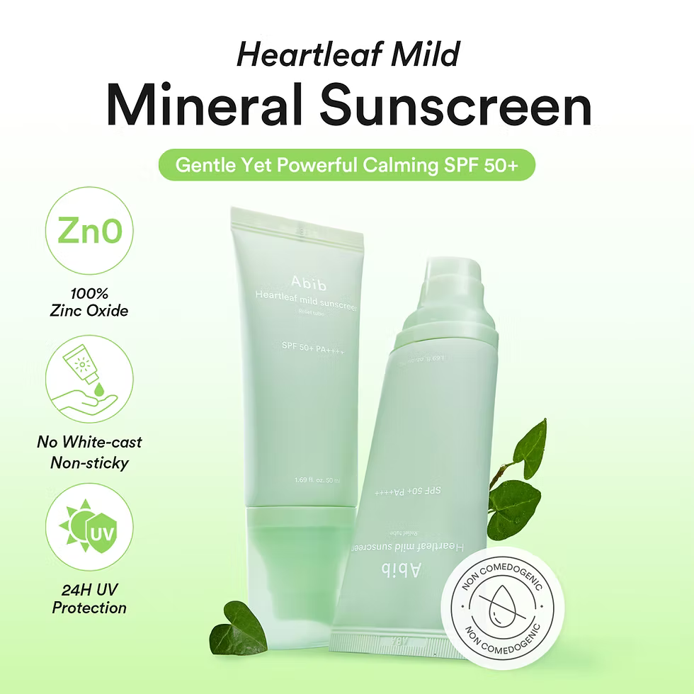 Nomierinošs saules aizsargkrēms Abib Heartleaf Mild Sunscreen Relief Tube