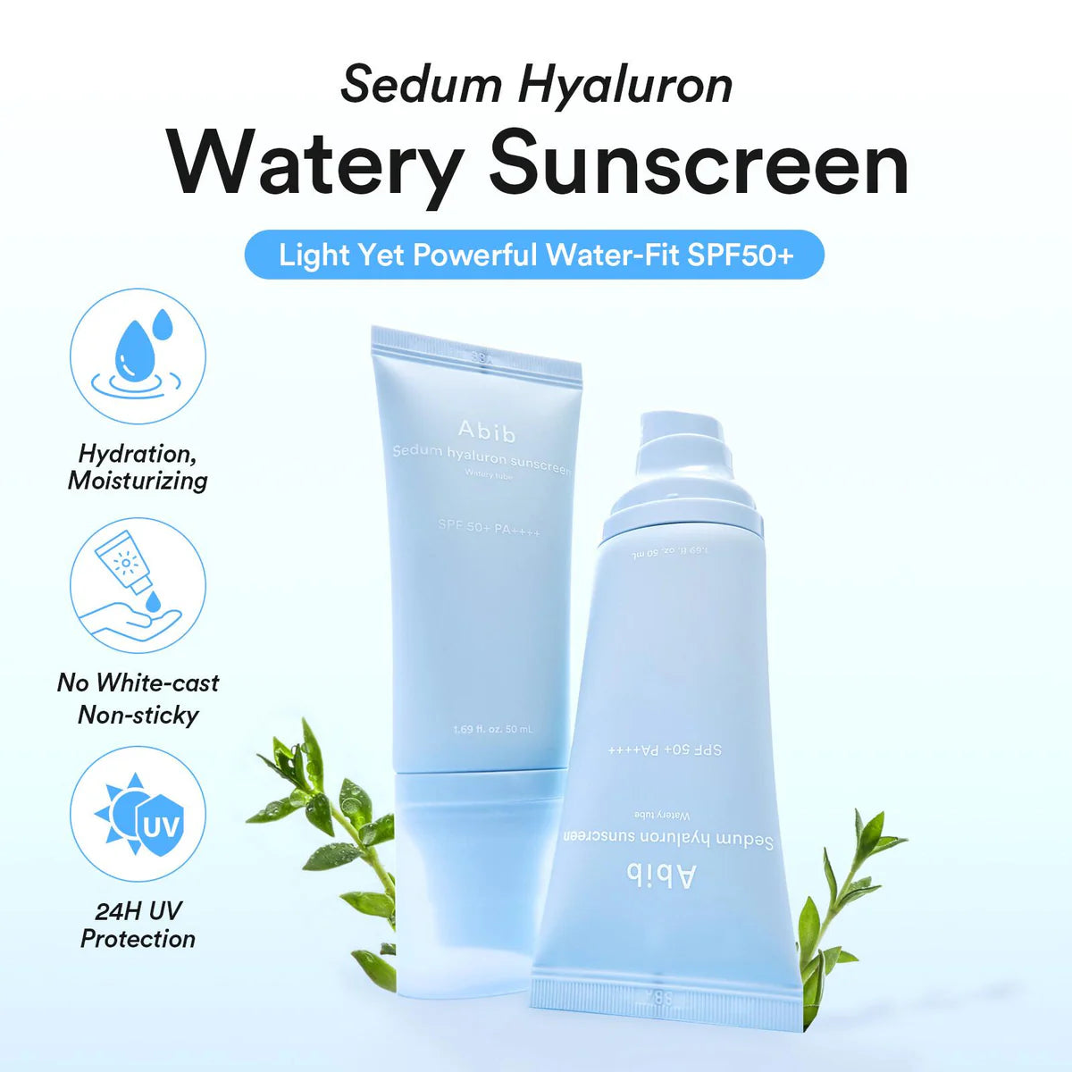 Mitrinošs saules aizsargkrēms Abib Sedum Hyaluron Sunscreen Watery Tube
