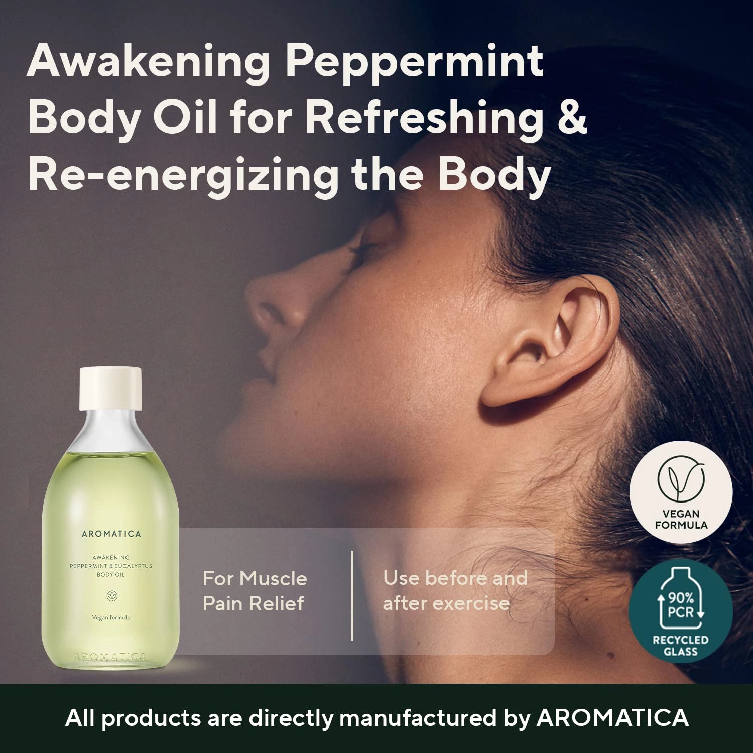 Aromātiska ķermeņa eļļa Aromatica Awakening Peppermint & Eucalyptus Body Oil