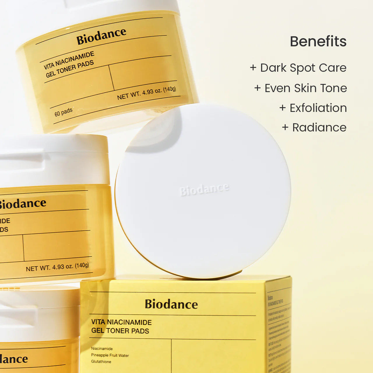 Izgaismojoši tonera spilventiņi Biodance Vita Niacinamide Gel Toner Pad