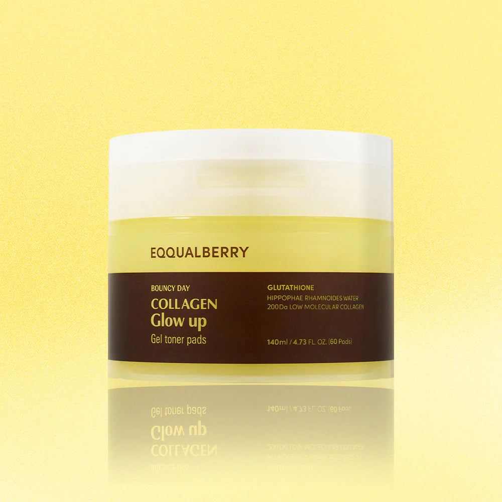 Balinoši spilventiņi ar toniku un kolagēnu EQQUALBERRY Collagen Glow Up Gel Toner Pad
