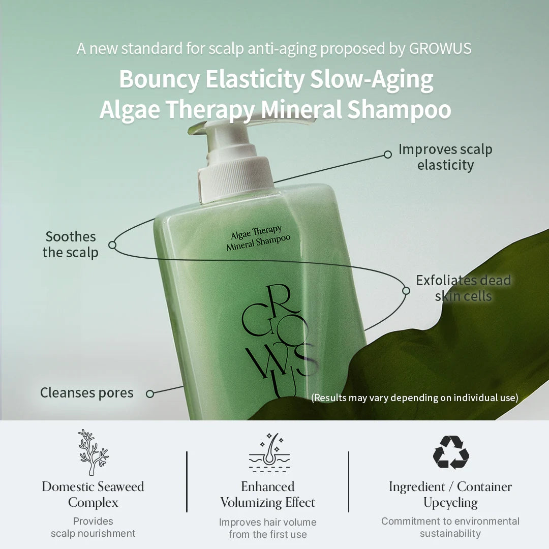 Minerālu stiprinošais šampūns ar aļģēm GROWUS Algae Therapy Shampoo