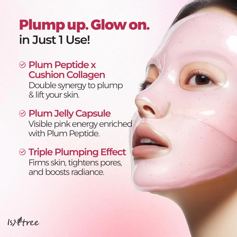 Hidrogēla sejas maska ar kolagēnu IsNtree Plum Peptide Plumping Gel Mask