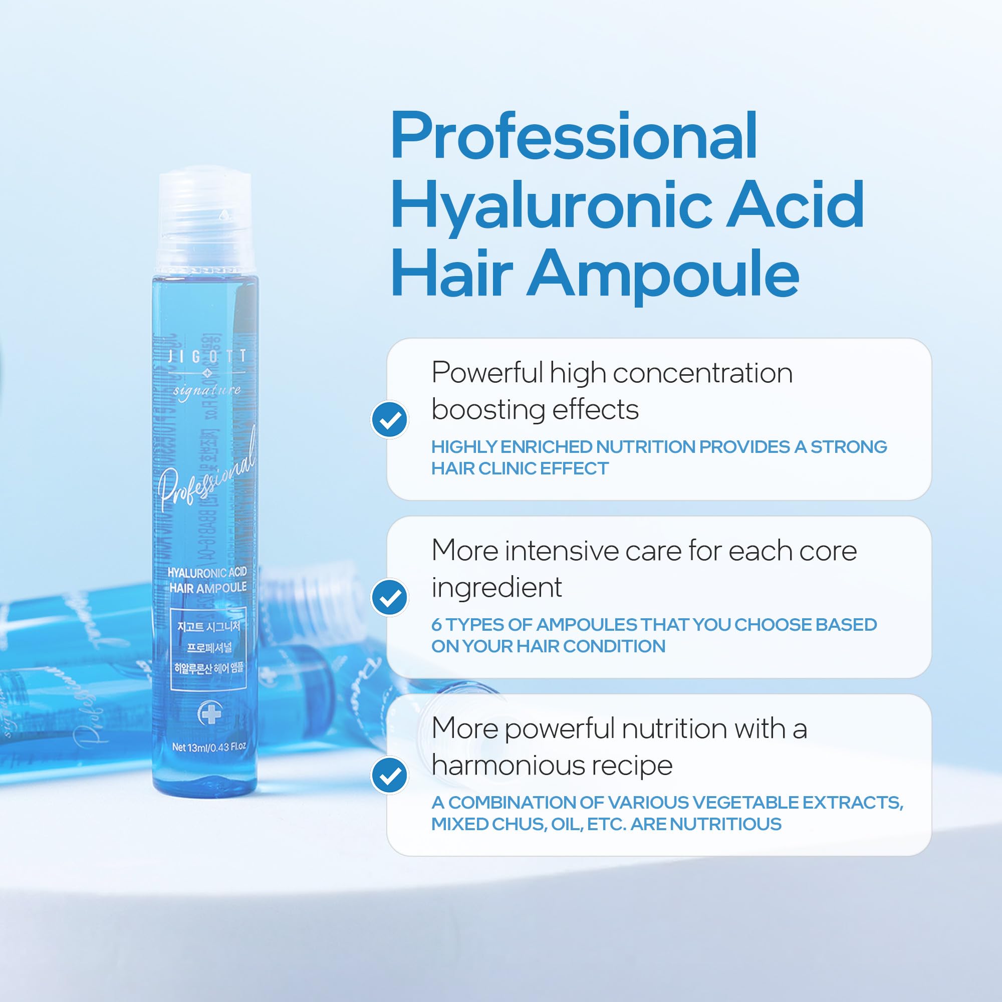 Mitrinoša matu ampula Jigott Signature Professional Hyaluronic Acid Hair Ampoule