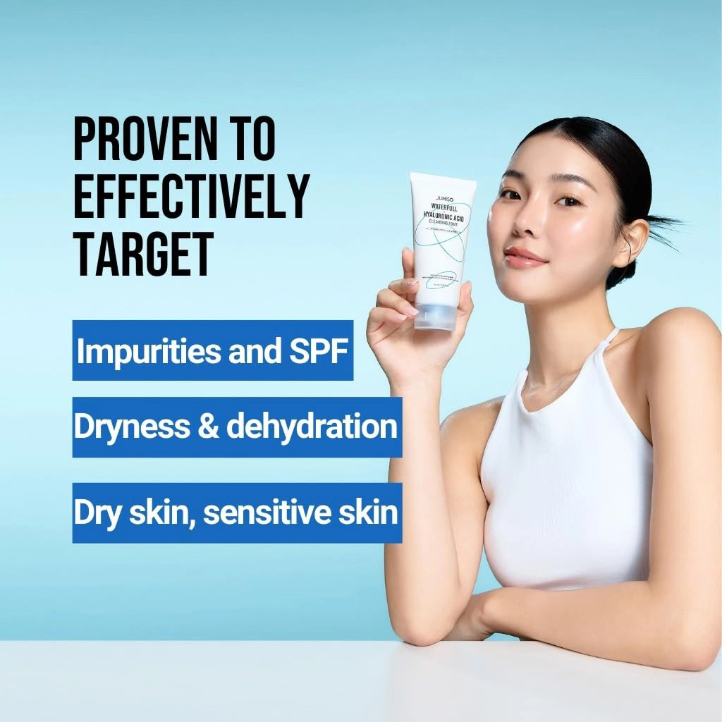 Mitrinošas ādu attīrošās putiņas sejai Jumiso Waterfull Hyaluronic Acid Cleansing Foam