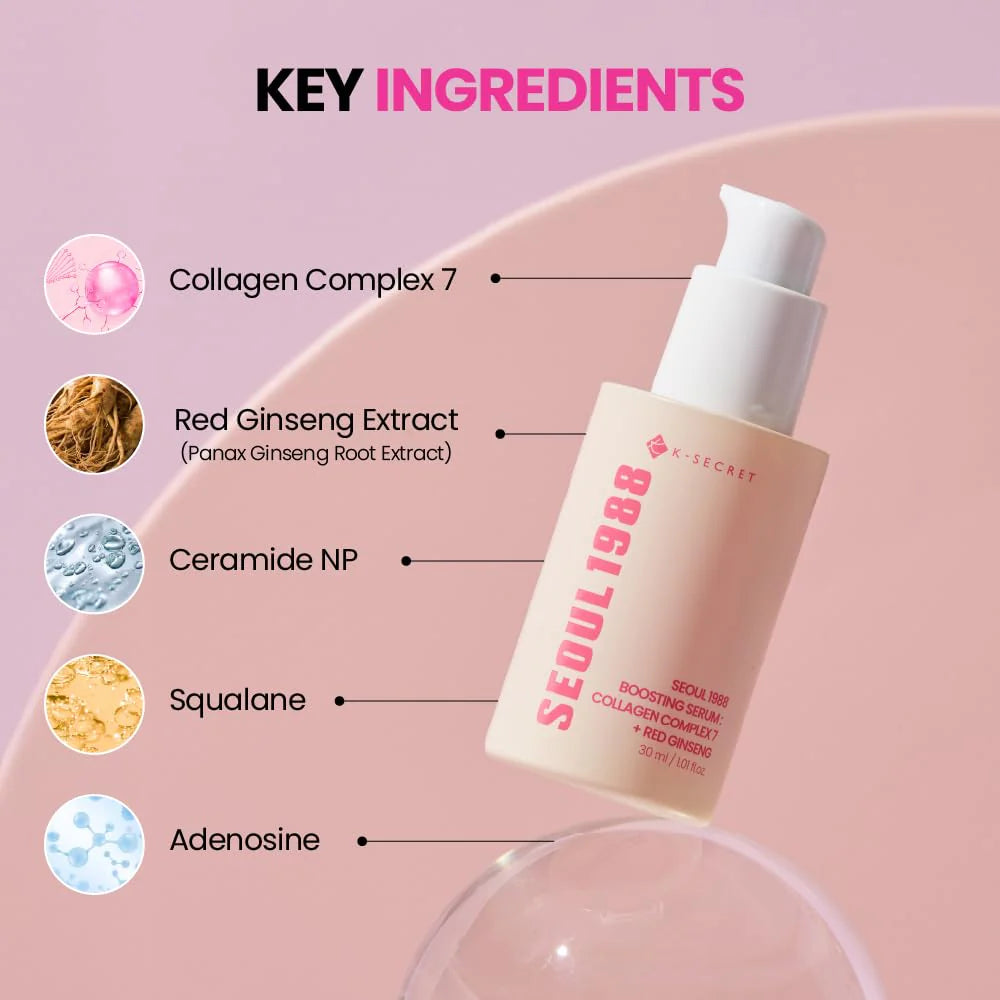Liftinga serums K-SECRET Seoul 1988 Boosting Serum: Collagen Complex + Red Ginseng