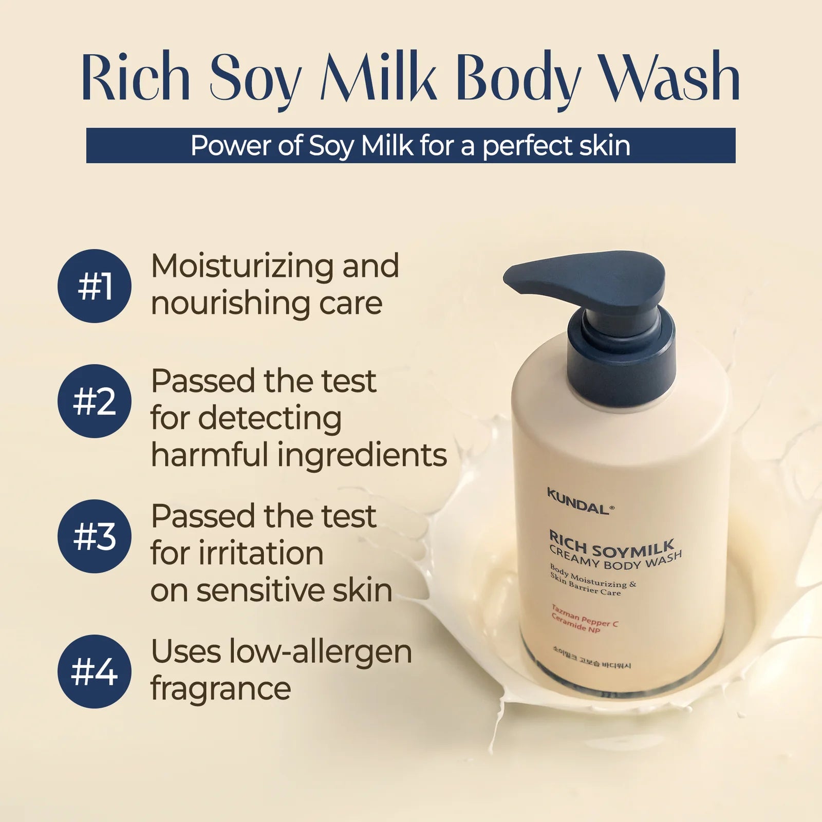 Mitrinošs krēmveida dušas gels Kundal Rich Soymilk Body Wash Mellow Vanilla
