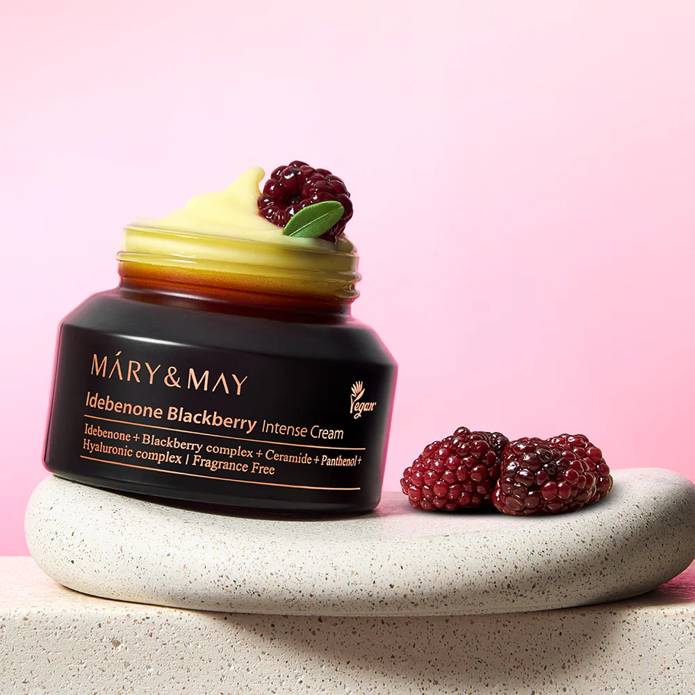 Krēms ar idebenonu un kazeņu ekstraktu MARY & MAY Idebenone Blackberry Intense Cream