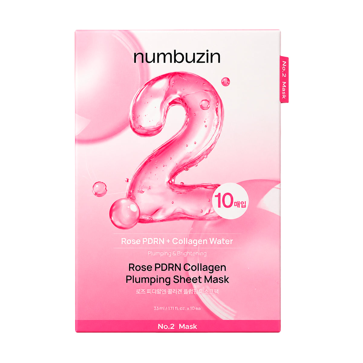 Sejas maska ar PDRN un kolagēnu Numbuzin No.2 Rose PDRN Collagen Plumping Sheet Mask