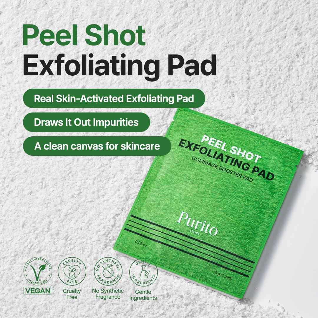 Pīlinga spilventiņi ar skābēm un enzīmiem Purito Peel Shot Exfoliating Pad