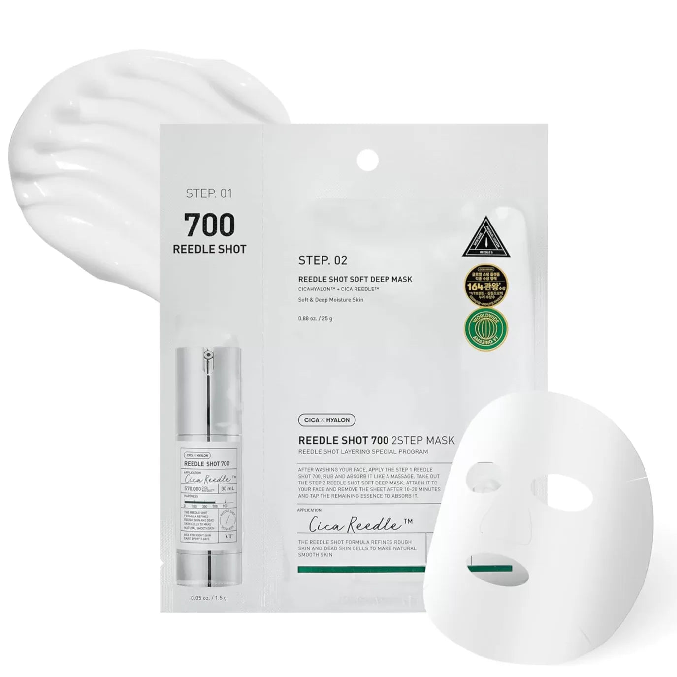 Pastiprinātas iedarbības divu tekstūru maska ar mikroadatām VT Cosmetics Reedle Shot 700 2 Step Mask