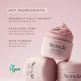 Sejas ādu attīrošs līdzeklis ar mežrozīšu un kumelīšu ekstraktiem Arencia Fresh Rosehip Rice Mochi Cleanser