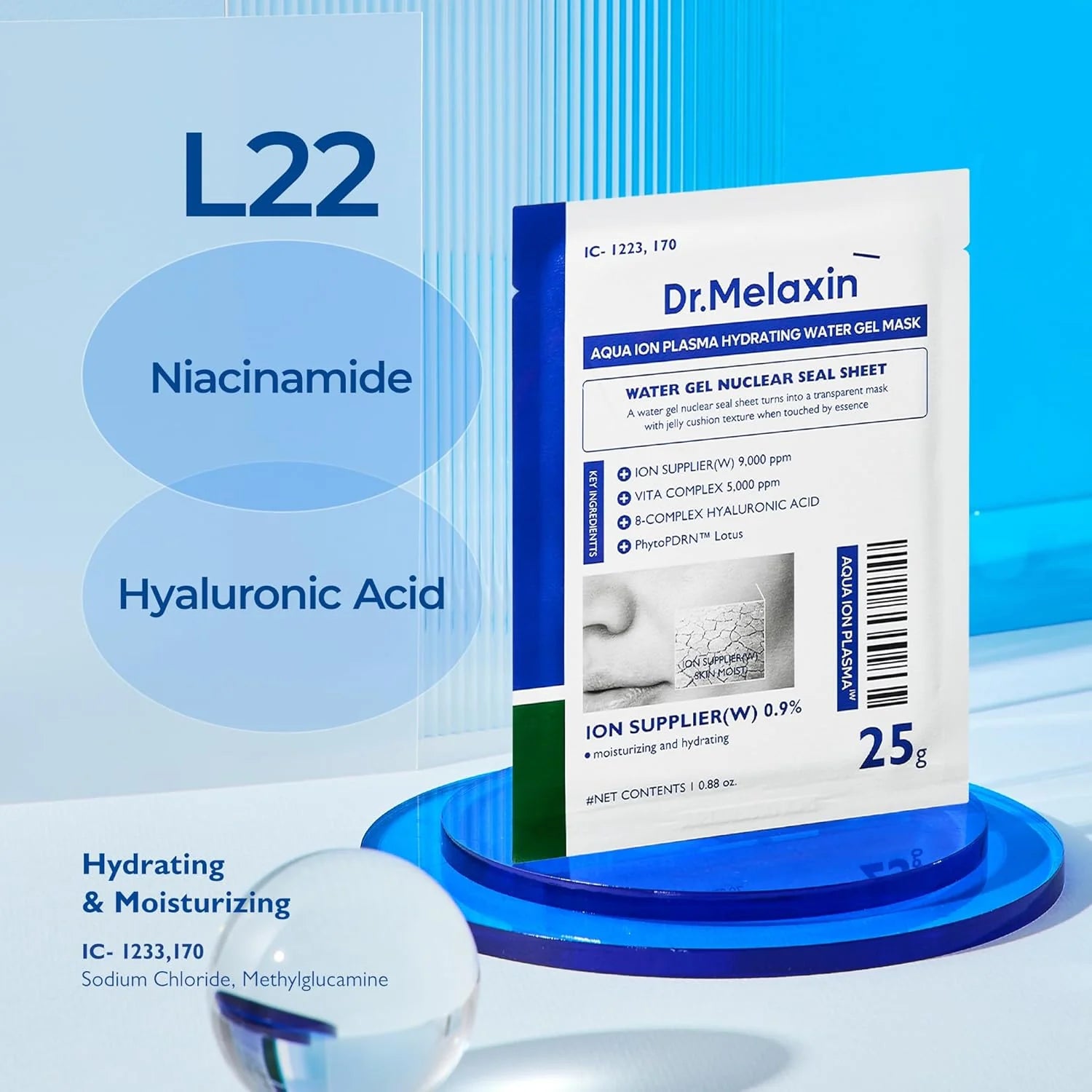 Mitrinoša auduma maska Dr.Melaxin Aqua Ion Plasma Water Gel Mask