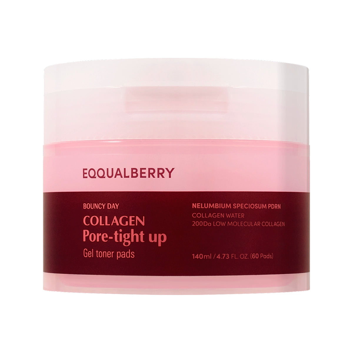 Poras savelkoši kolagēna gēla tonera spilventiņi EQQUALBERRY Collagen Pore-Tight Up Gel Toner Pads