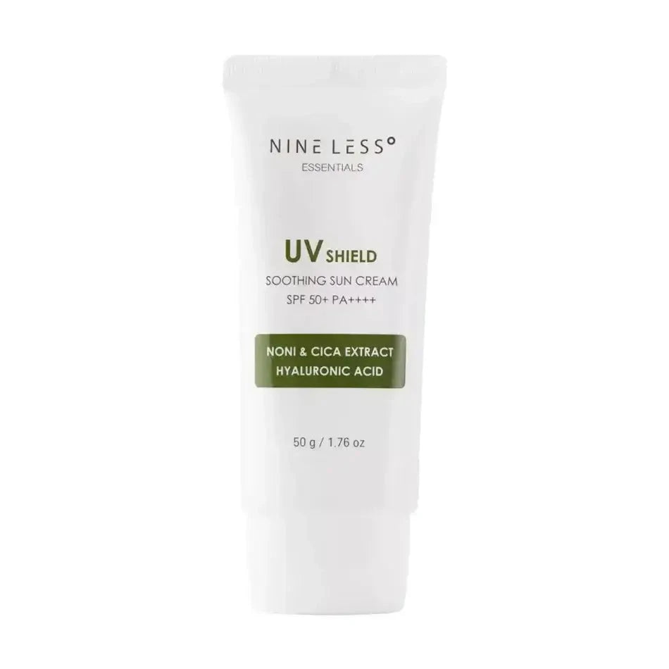 Vegānisks saules aizsargkrēms Nine Less Essentials UV Shield Soothing Sun Cream SPF 50+ PA++++
