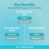 Mitrinoša lokšņu maska Numbuzin No.1 Pantothenic B5 Hyaluronic Active Clear Mask