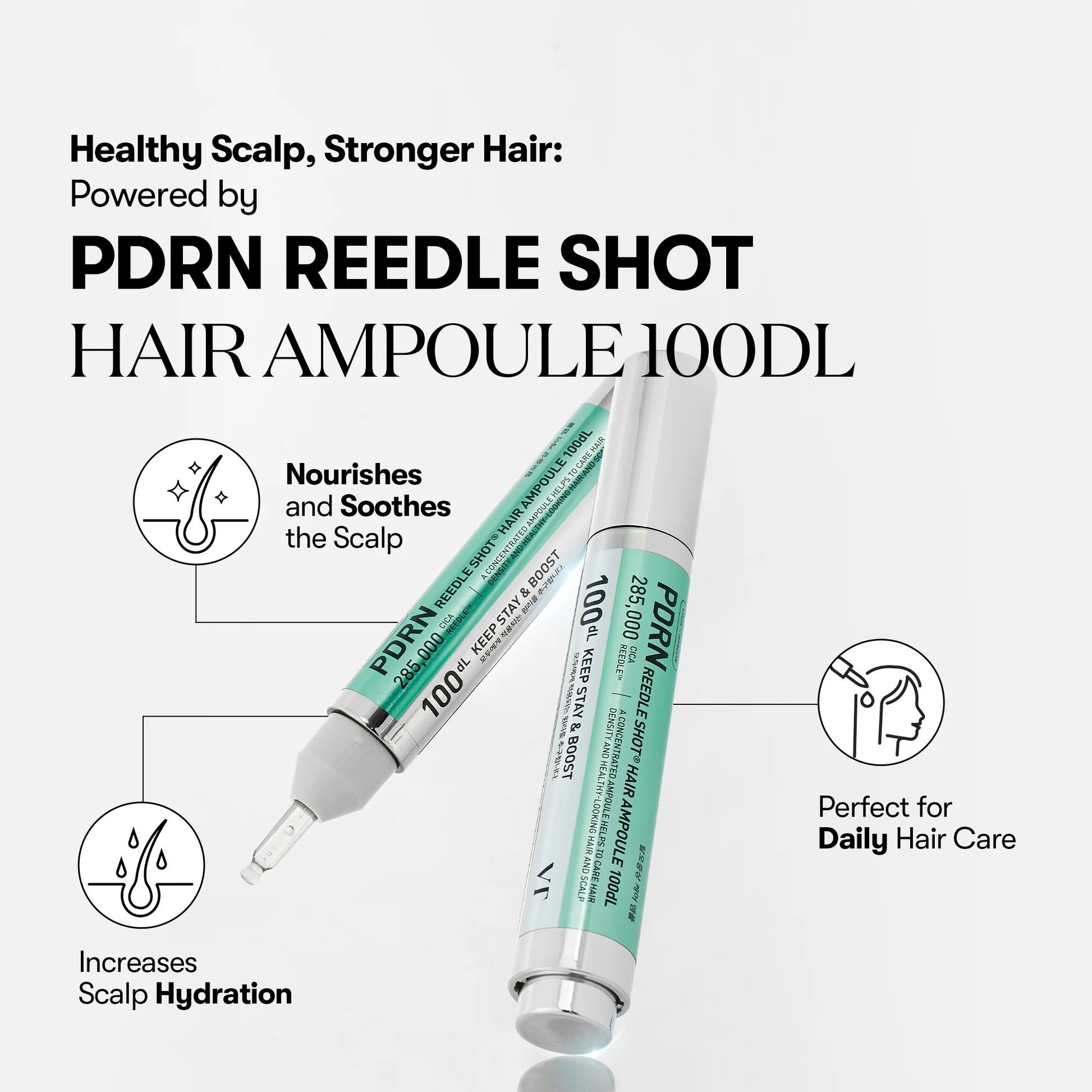 Ampula matu stiprināšanai ar PDRN un spikulām VT Cosmetics PDRN Reedle Shot Hair Ampoule 100dL